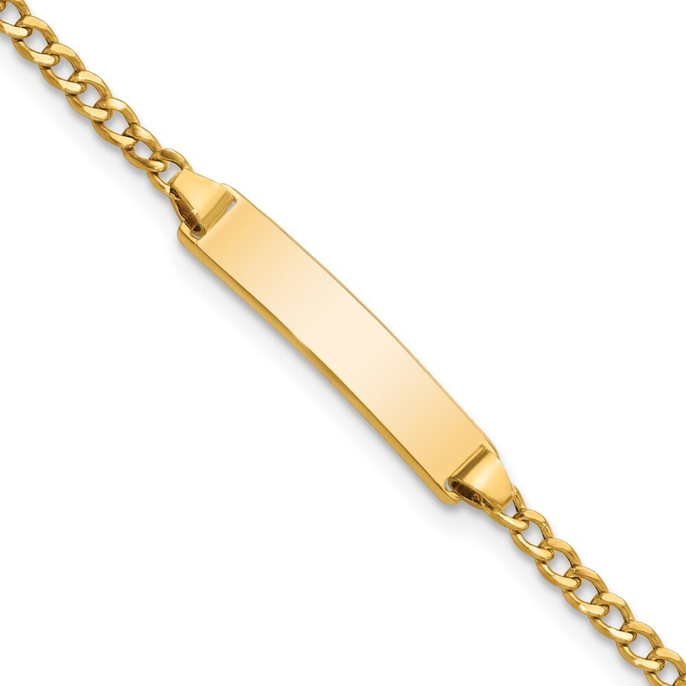 14k Yellow Gold Semi-solid Polished Cuban Id Bracelet